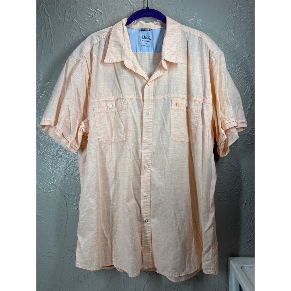 Izod Saltwater Shirt Mens‎ Orange Short Sleeve Relaxed Classics Papaya Punch XXL